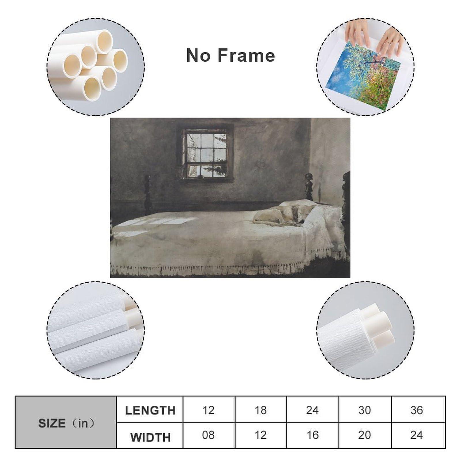 QNAOTQR Master Bedroom by Andrew Wyeth Realism Famous Painting Artist Poster Canvas Wall Art Print Suitable Canvas Wall Art Prints for Wall Decor Room Decor Bedroom Decor Gifts 24x36inch(60x90cm) Unframe-st