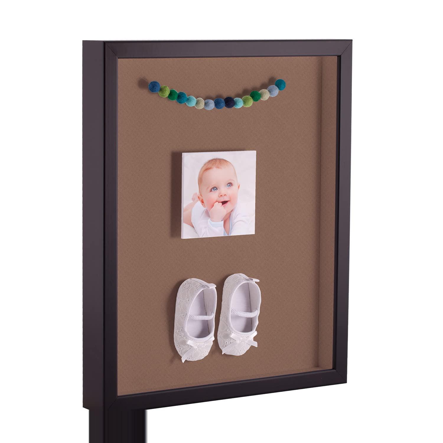 ArtToFrames ArtToFrames 24 x 24 Inch Shadow Box Picture Frame, with a Satin Black 1\'\' Shadowbox Frame and Sandpiper Mat