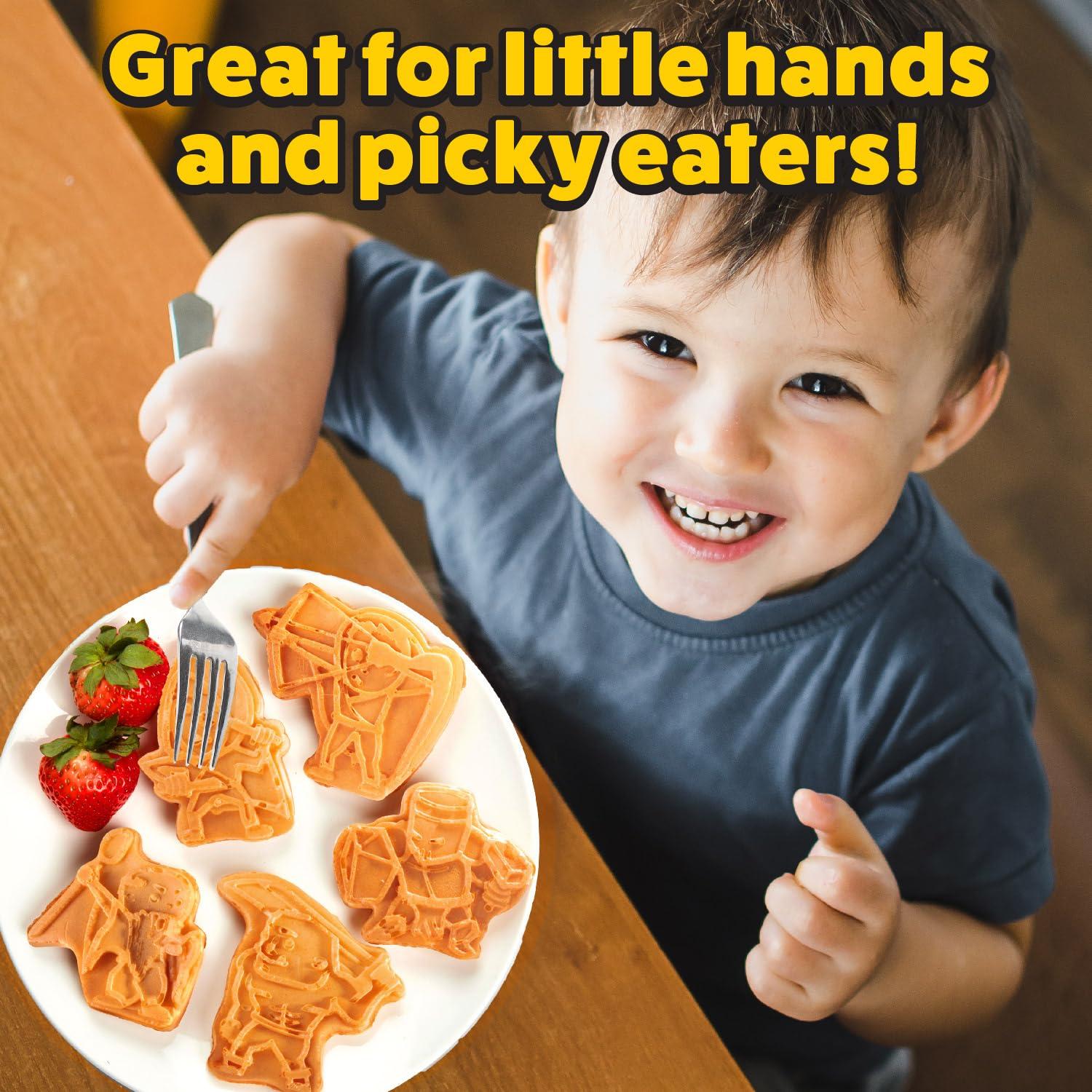 Waffle Wow! Dungeon Heroes Electric Mini Waffle Maker- Eat Wizards Fighters Clerics for Breakfast- Novelty Pancakes in Minutes, Non-Stick Fantasy Dragon Fun for Tabletop Gamers and Great Waffler Gift Idea