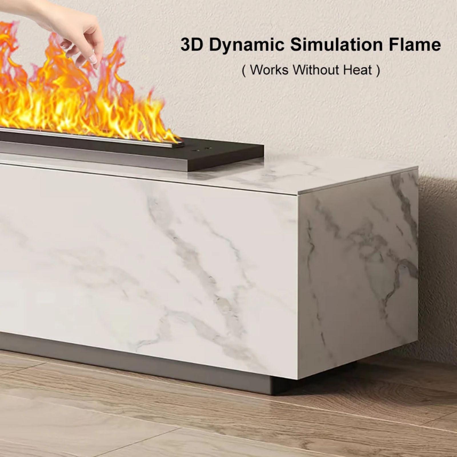 homary Homary Electric Fireplace TV Stand 78.7\" Faux Marble Entertainment Center with Humidifier Media TV Console with Remote Control for TVs Up to 75\" (White)