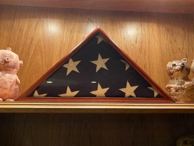 DisplayGifts Solid Wood Memorial Flag Case Frame Display Case for 5x9.5' Flag Folded. for Funeral or Burial Flag, FC60-MAH