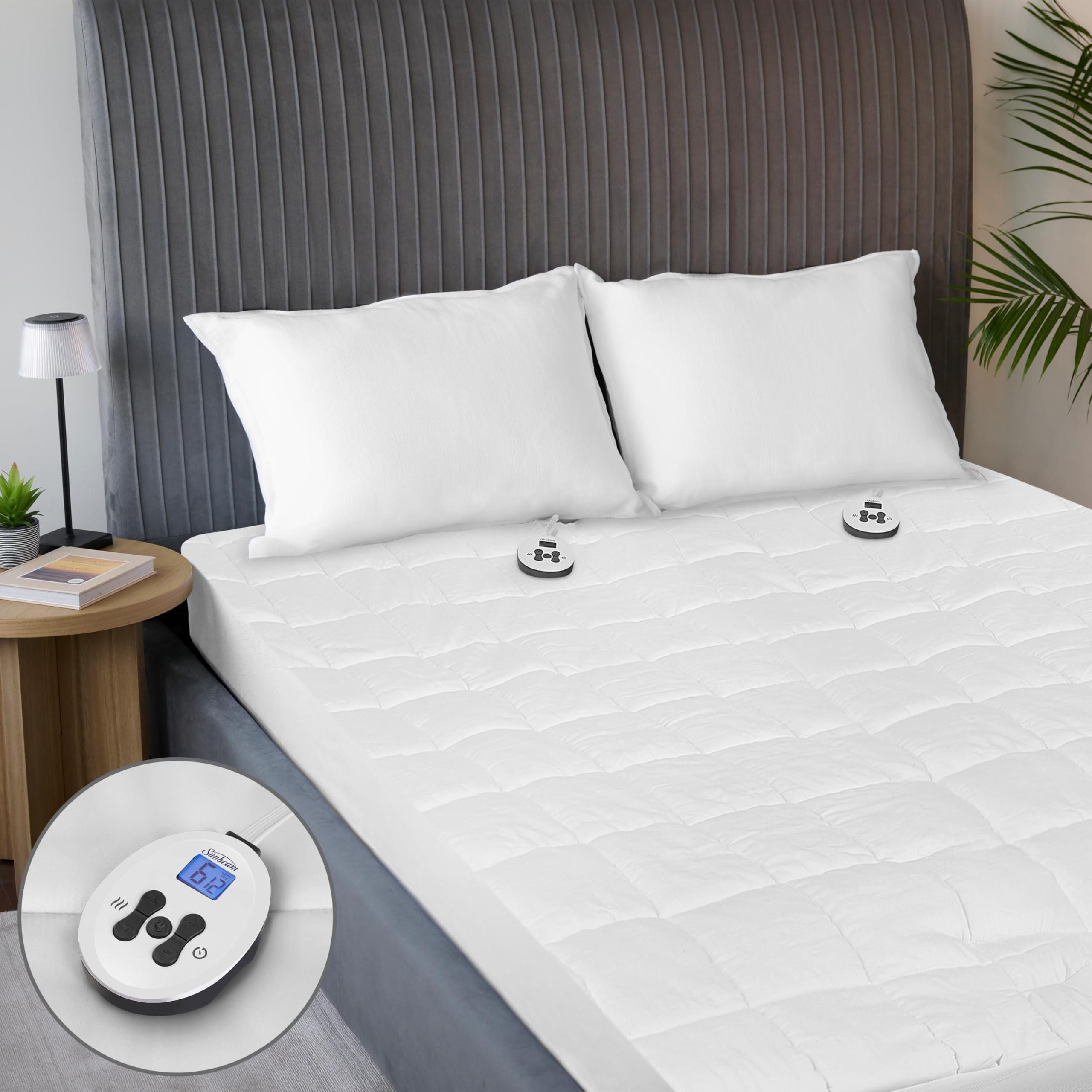 Sunbeam Sunbeam Restful Premium Quilted Heated Mattress Pad - King White