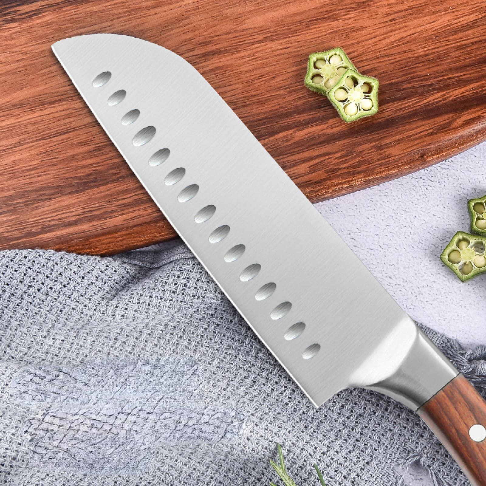 oexer Kitchen Stainless Steel Knife Set Wood Handle Household Kitchen Knife Chef Knife Gift Set Knife Solid Wood Knife Holder