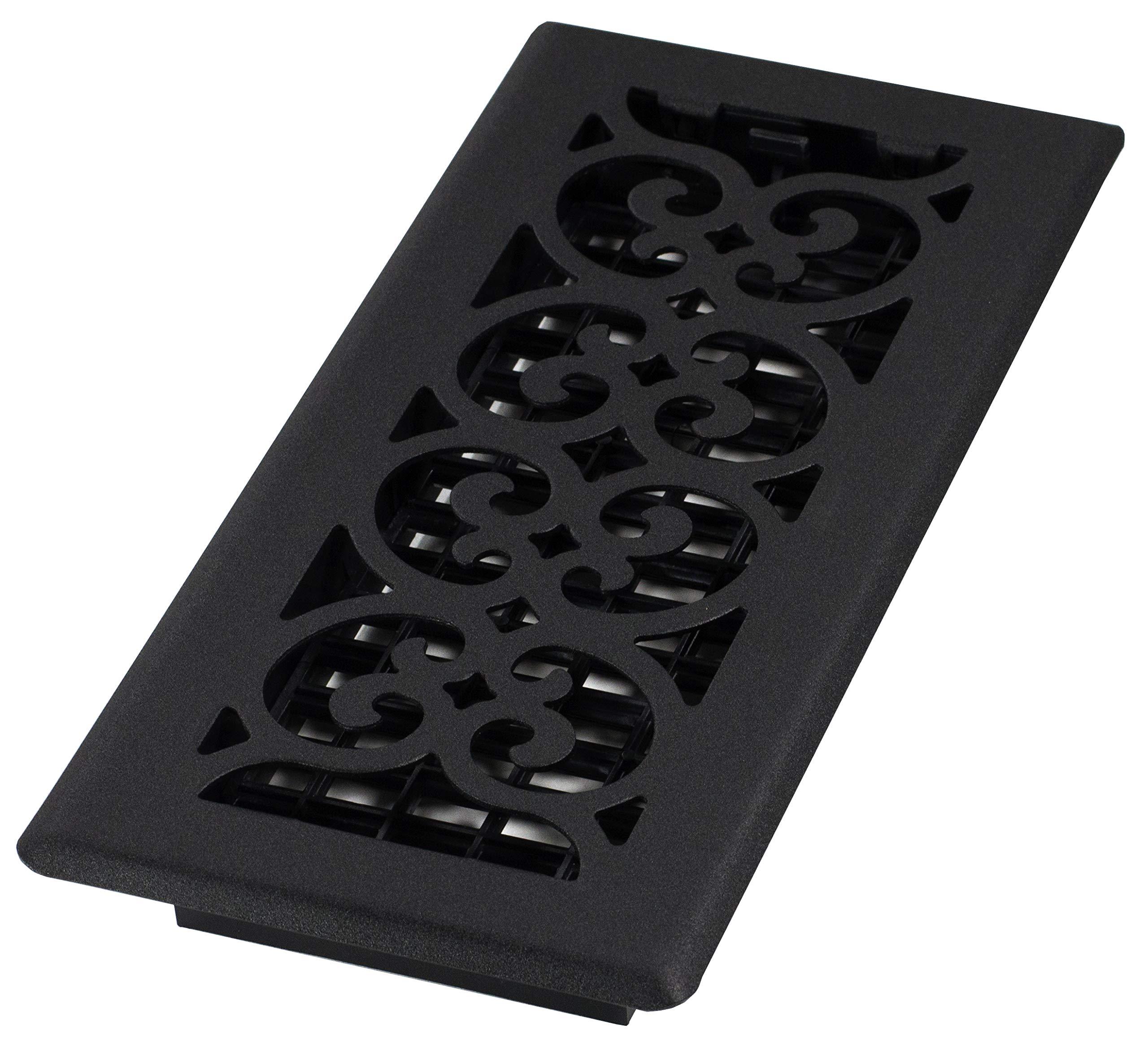 Decor Grates Decor Grates ST410 Scroll Design Floor Register, 4x10 Inches, Textured Black