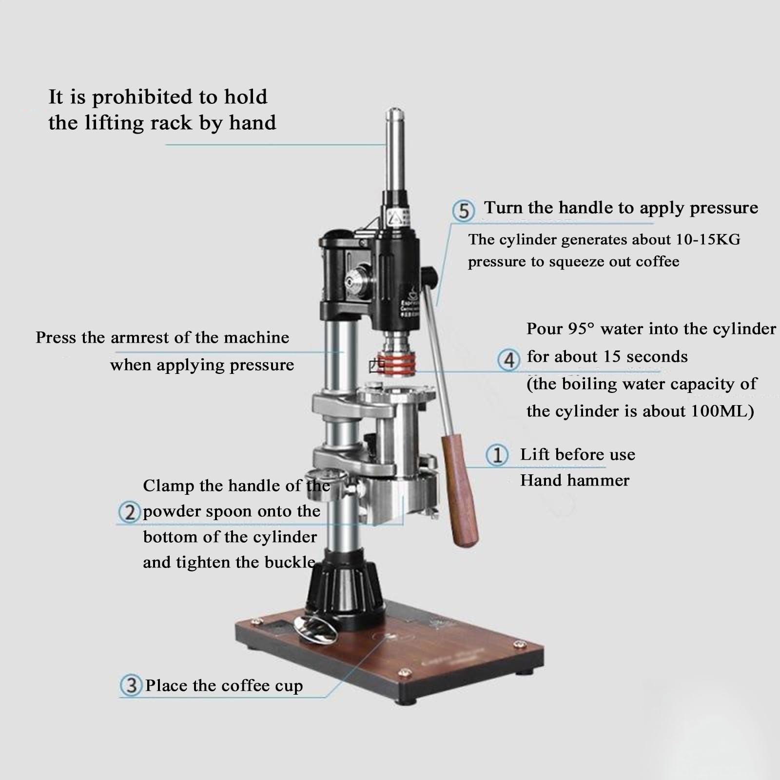 KHZKHC KHZKHC An All Manual Lever Portable Espresso Maker, Direct Lever Espresso Coffee Machine, Pressure 1-16BAR, Capacity 100ML, for Cappuccino, Latte, Macchiato