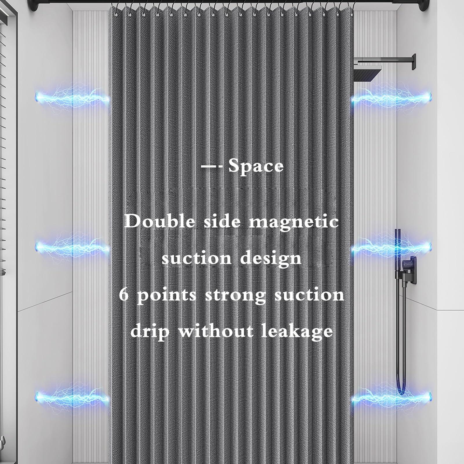 ELZEM Shower Curtain, Invisible Folding Shower Curtain, Bathroom Curtain Shower Set, Shower Curtain Set, Bathroom Shower Curtain with Retractable Rod and Water Barrier, Suitable for Bathroom, Etc. (Color :