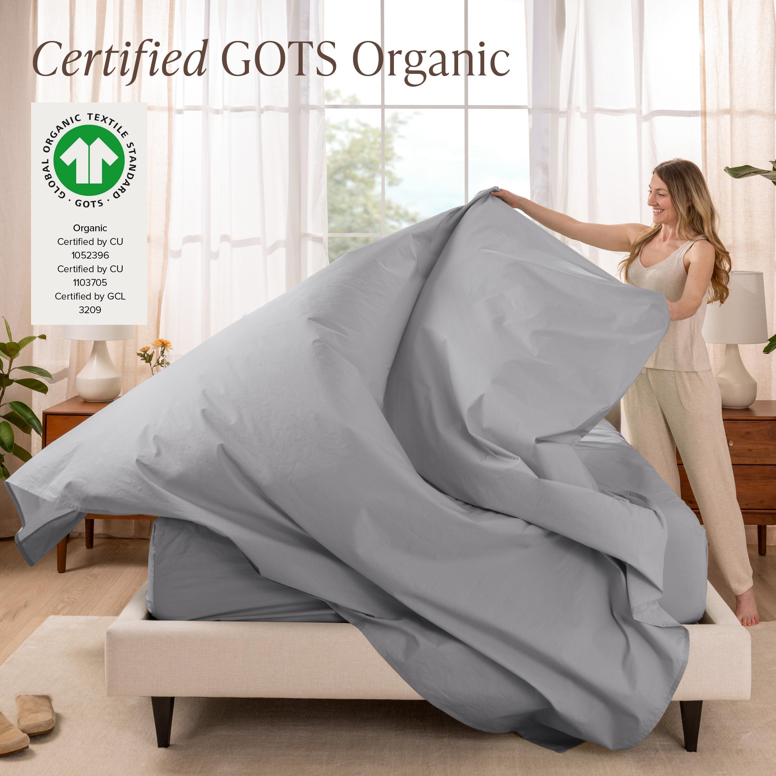 Bare Home Bare Home 100% Organic Cotton California King Sheet Set - Crisp Percale Weave - Cool, Breathable, and Hypoallergenic - Bedding Sheets & Pillowcase (California King, Light Grey)