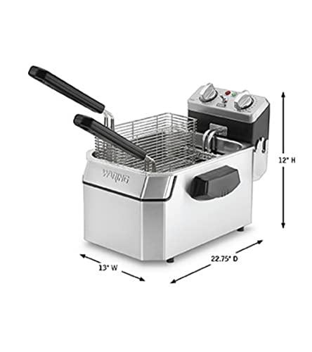 Waring Waring Commercial WDF1000 Heavy Duty 10 lb. Single Basket Deep Fryer , Includes 3 Fry Baskets & Night-Cover-1800W, 120V, 5-15 Plug