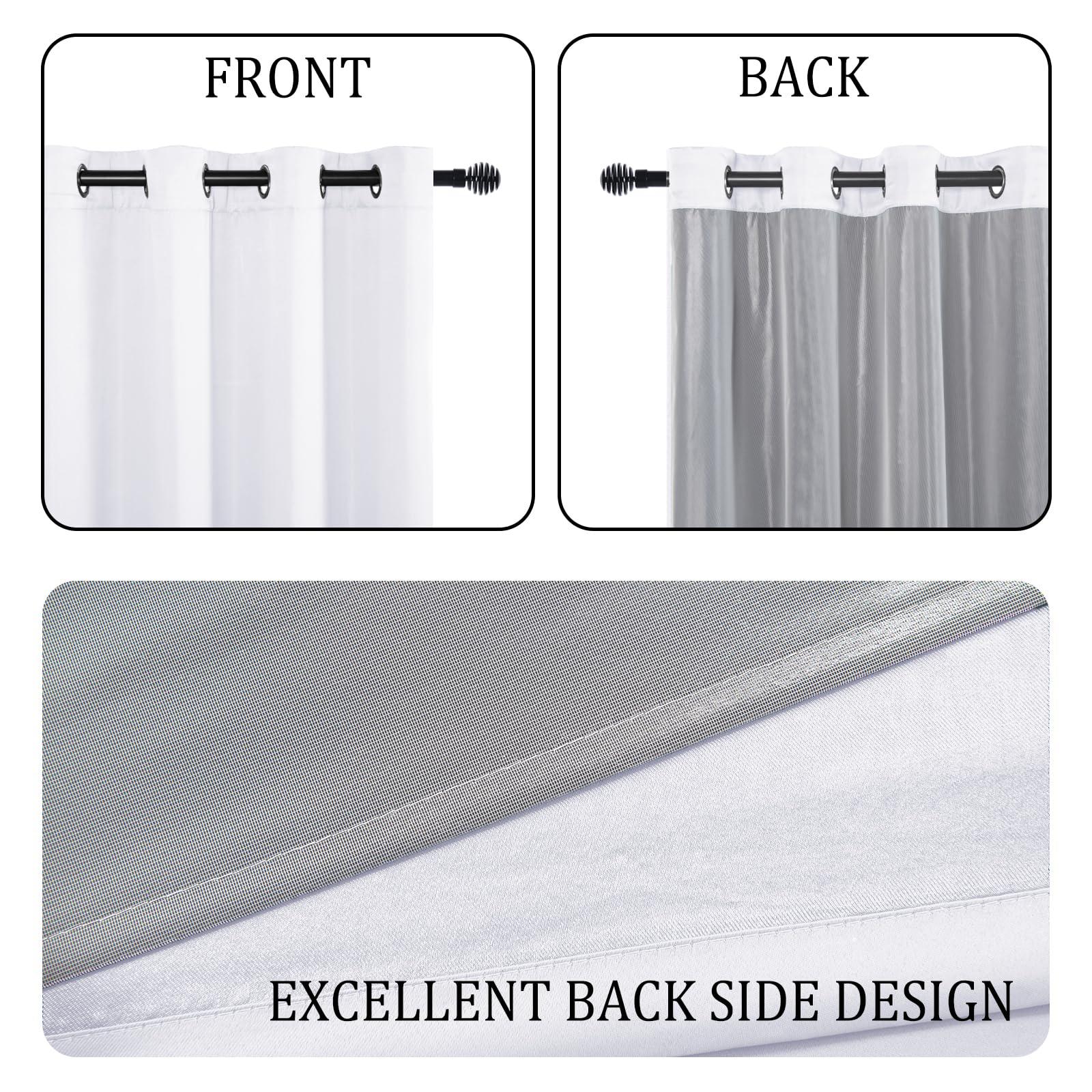 DWCN DWCN 100% White Blackout Curtains 84 Inches Long for Bedroom with Black Liner, Double Layer Thermal Insulated Room Darkening Window Curtain Panels with Tiebacks for Nursery Room W60 x L84, 2 Panels