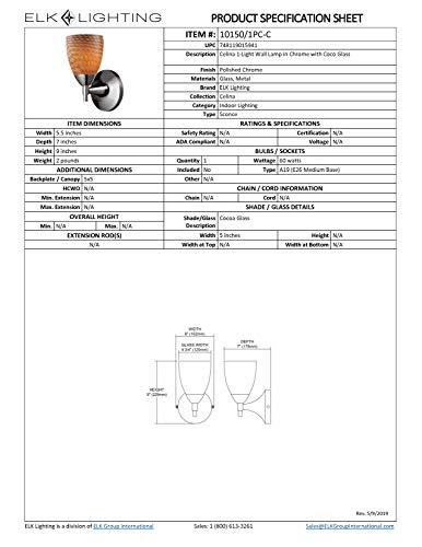 ELK Elk 10150/1PC-C Celina 1-Light Sconce in Polished Chrome with Coco Glass