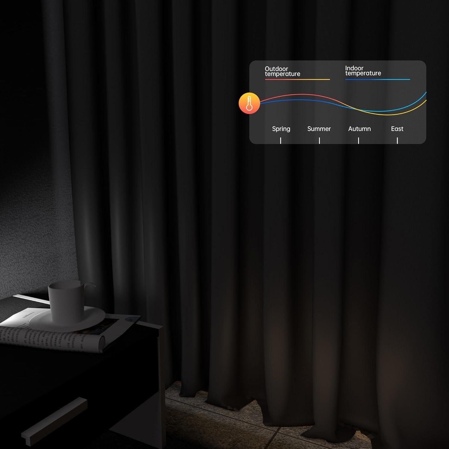 hoeflife Hoeflife Room Divider Curtains, Blackout Ceiling Track Curtains with Hook Sound Proof Floor Curtains Perfect for Ceiling Mount Curtain Tracks Wall Divider for Room Separation(Black, W150 x H96)