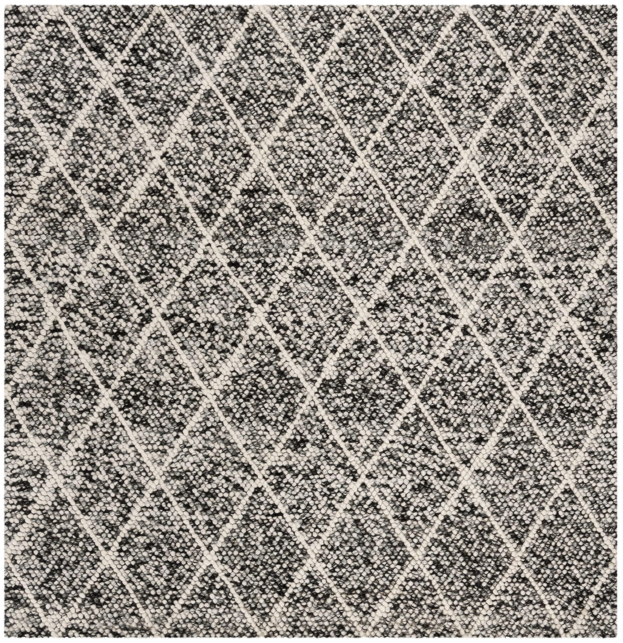 Safavieh SAFAVIEH Natura Collection 6' Square Ivory / Black NAT712C Handmade Moroccan Trellis Cotton Area Rug