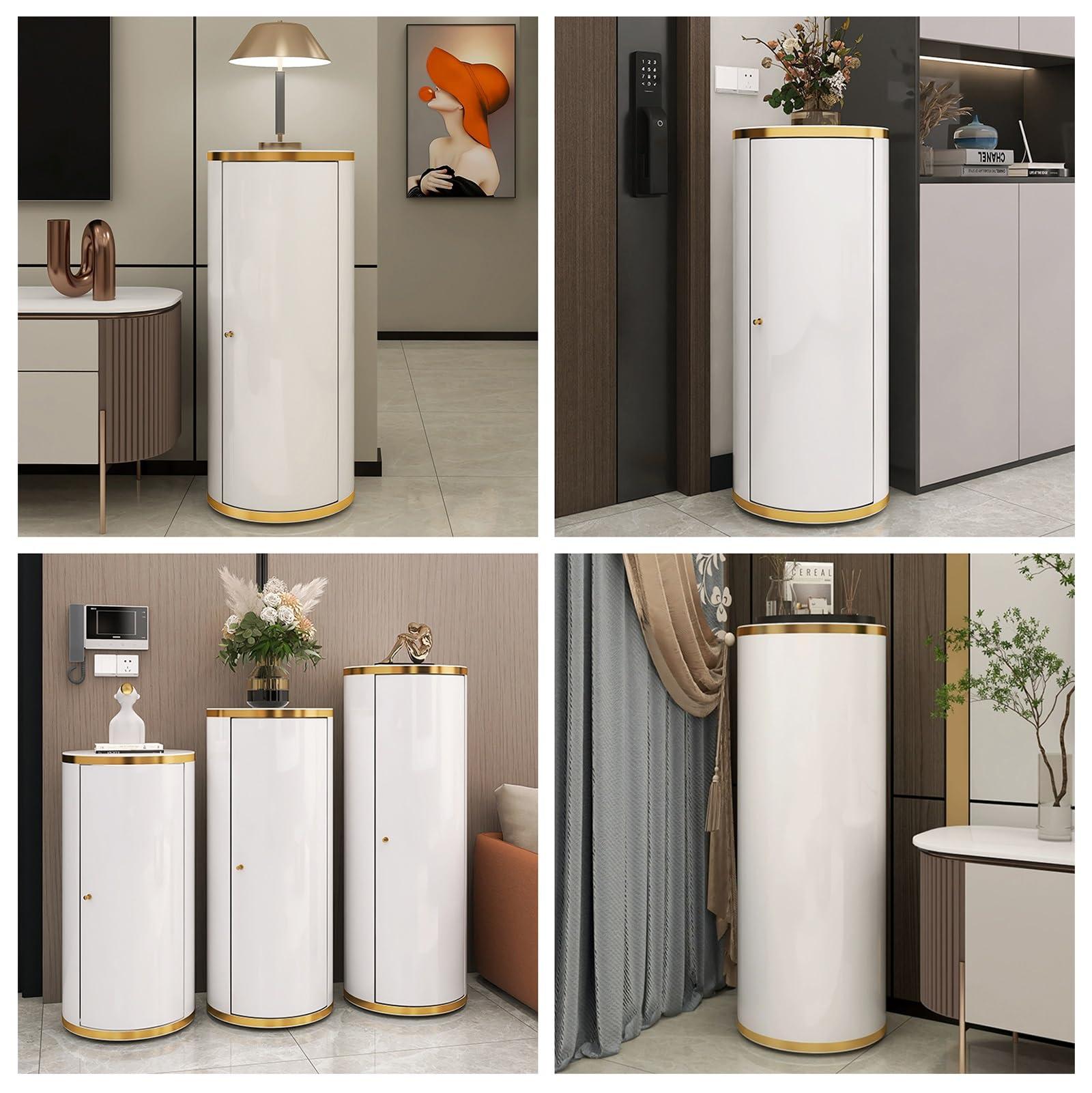 BAYTEWJX Spinning Shoe Rack Shoe Cabinet for Entryway Round Rotating Shoe Rack 360 Multi-Functional Household Shoe Cabinet Space Saving Shoe Rack for Home Closet Hallway Entrance Bedroom. ( Size : ID45-H99cm )