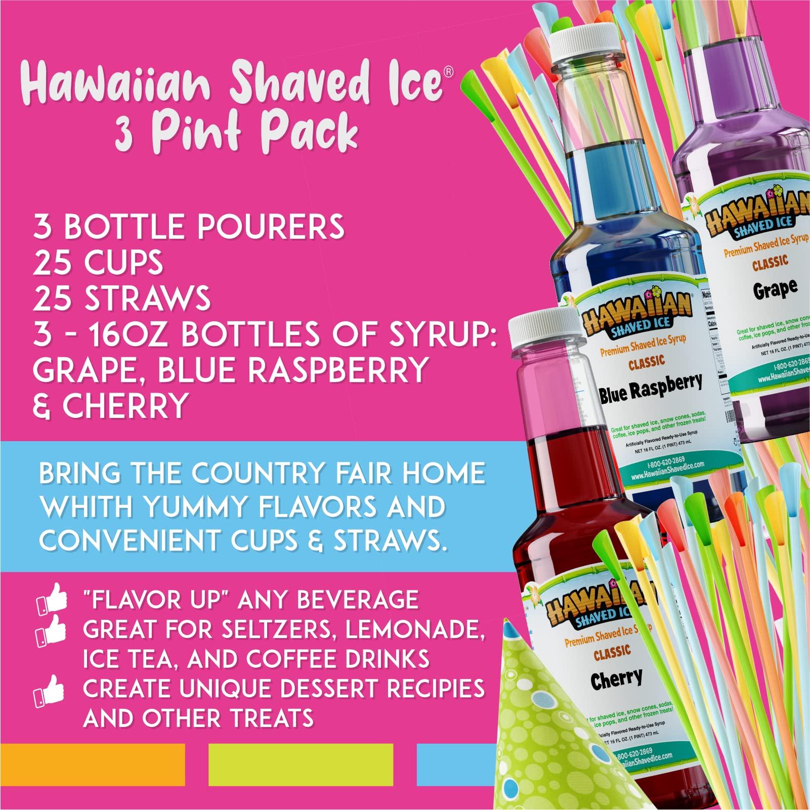 Hawaiian Shaved Ice Hawaiian Shaved Ice S777 HomePro Shave Ice Machine With 3 Flavor Snow Cone Syrup Pack Including Party Ready Accessories