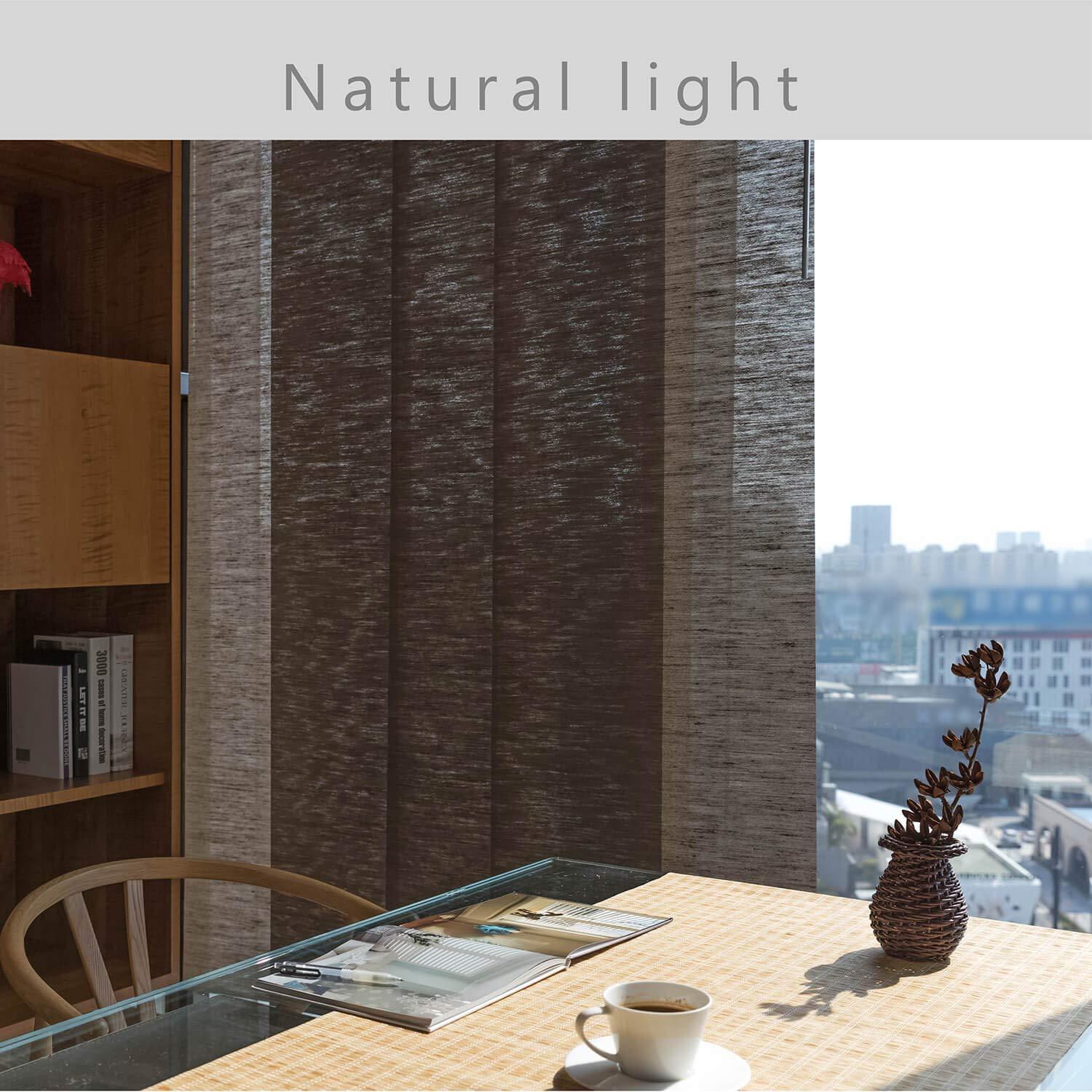 GoDear Design GoDear Design Adjustable Sliding Panel Track Blinds 45.8"- 86" W x 96" H, Extendable Vertical Blinds for Windows Patio Doors Room Dividers, See-Through Trimmable Jute Fabric, Semi-Privacy, Pu'er Tea