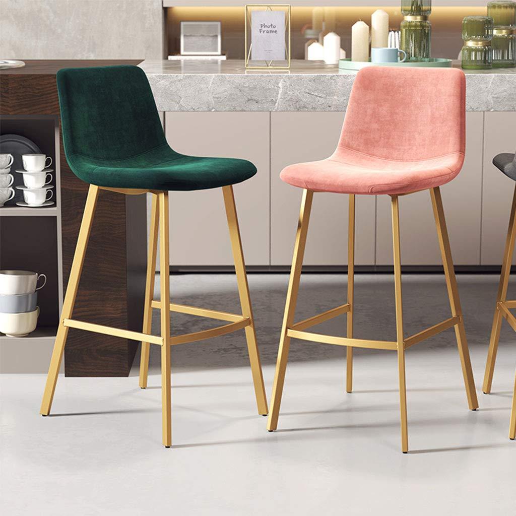 LAXF-stool LAXF-stool Bar Stools Set of 2, Pink Velvet Upholstered Seat with Backrest, Bistro Pub Kitchen Counter Bar Chair, Gold Metal Legs, Seat Hight 25.5inch/29.5inch