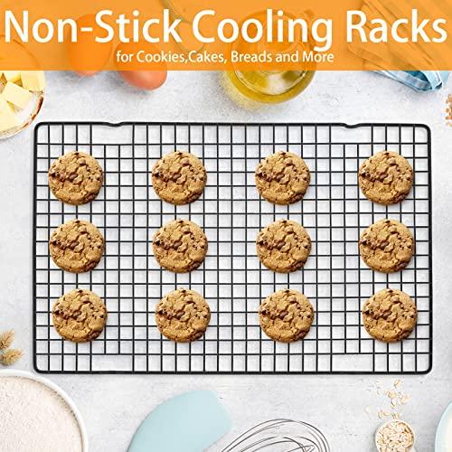 Tebery Tebery 4 Pack Black Heavy-Duty Wire Cooking Rack Baking Racks, Nonstick Baking & Cooling Grid for Roasting, Cooking, Grilling, Drying - 16\" x 10\"