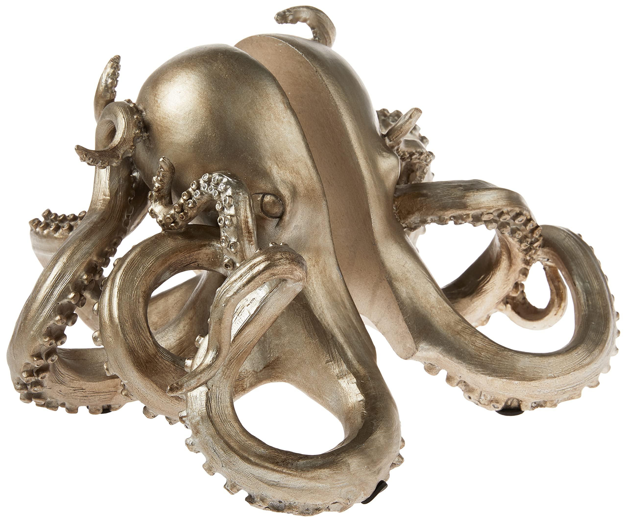 Creative Co-Op Creative Co-Op Octopus Shaped Silver Resin Bookends (Set of 2 Pieces)
