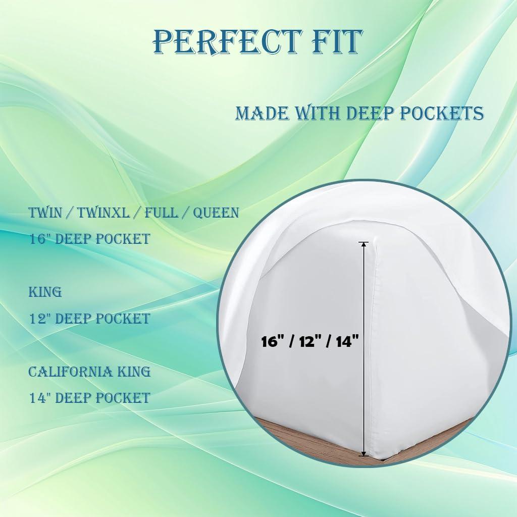 Zhrylliq Zhrylliq Shark Sheets Queen Size, Ocean Animal Bed Sheets & Bedroom Decor, Sea Life Bedding Set 4 Piece - 16 Inch Deep Pocket Fitted Sheet,1 Flat Sheet, 2 Pillow Cases, Microfiber, Blue