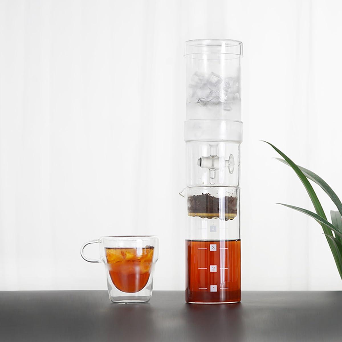 RUIFAR Cold Brew Coffee Maker Tower 400ml/13.5oz Glass Slow Drip Coffee Maker with Adjustable Dripper, Ice Drip Coffee Pot for Home, Cafe, Office, Gift for Coffee Lovers (400ml/13.5oz Cold Brew Coffee Maker)