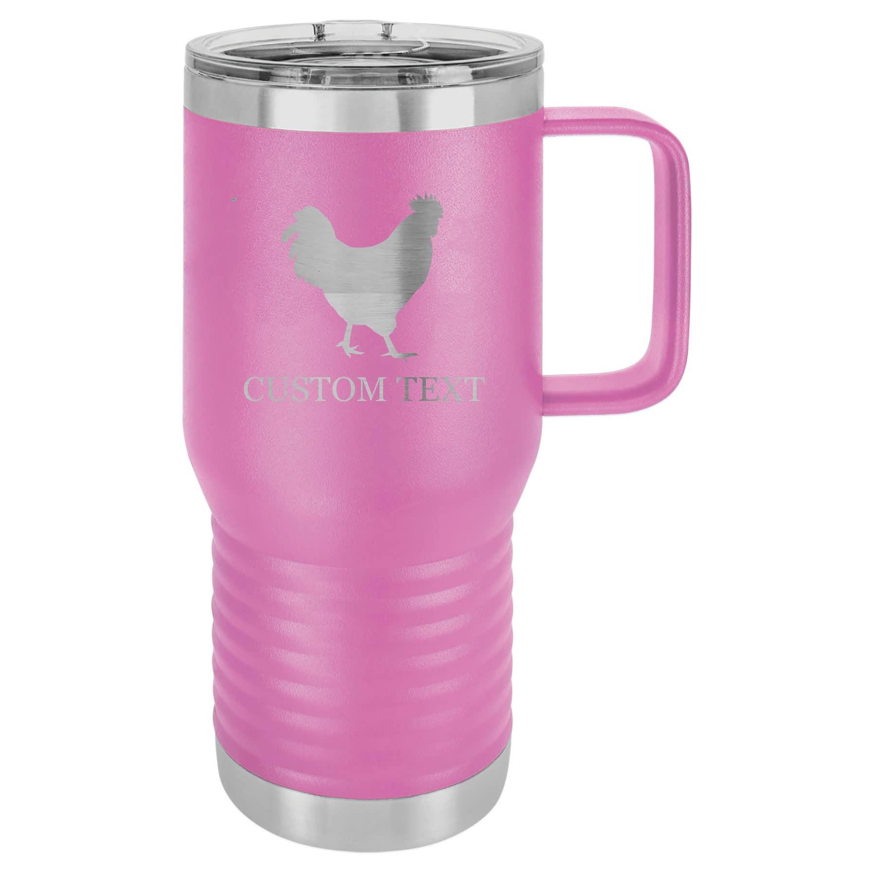 CustomGiftsNow 20-Ounce Vacuum Insulated Stainless Steel Tumbler Customized Double-Walled Laser Engraved Coffee Closing Travel Mug, Pink Sussex Chicken, Personalized
