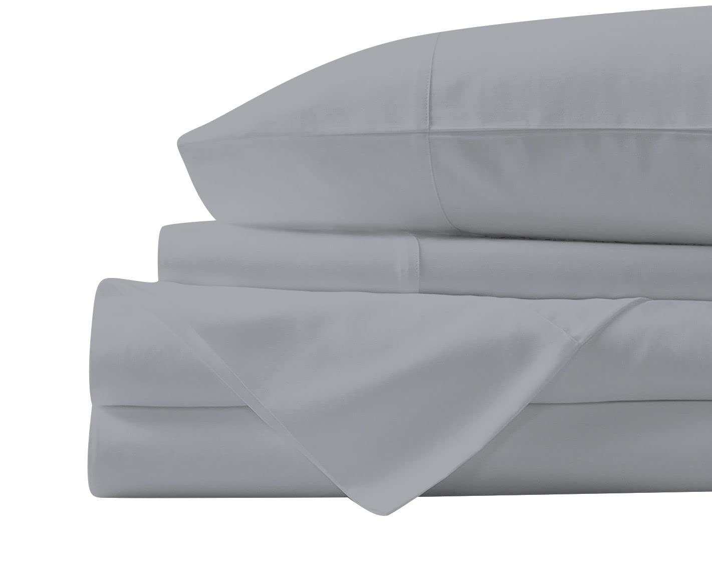 Kings Loft Luxury Waterbed Sheets King/Cal-King Size 800 Thread Count 100% Cotton 4 Peice 10 Inches Deep Pocket Attached Waterbed Sheet Set in Solid (Silver, King/Cal-King)