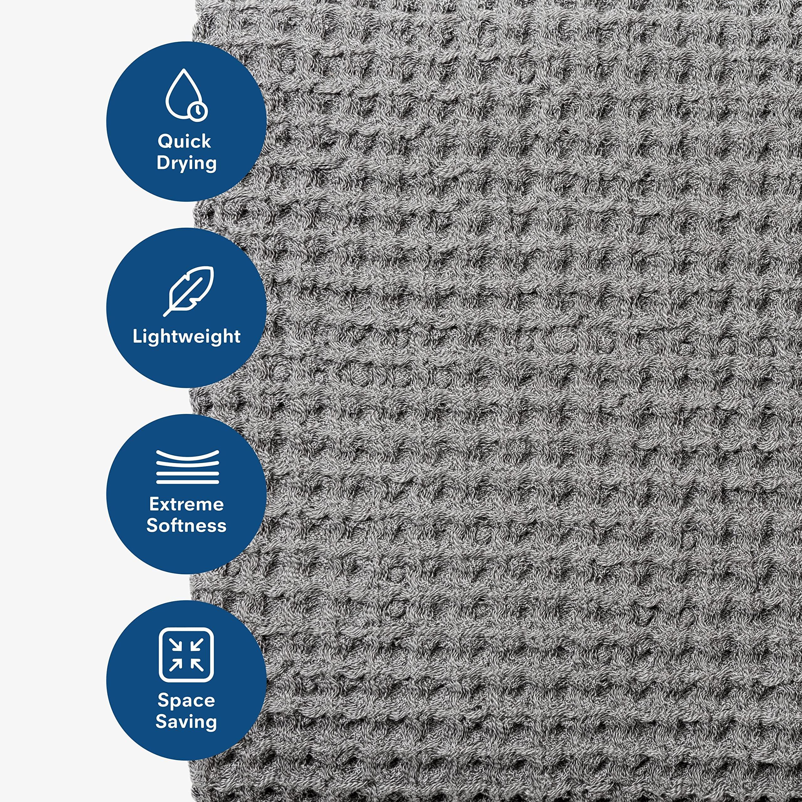 ONSEN ONSEN Premium Face Towel - Waffle Weave - 100% Supima Cotton - 12\" x 12\" - Ultra-Soft - Fast Absorbing & Quick Drying - Bathroom, Kitchen, Shower, Hotel, Spa, Travel, & Gym - Wash Cloth - White