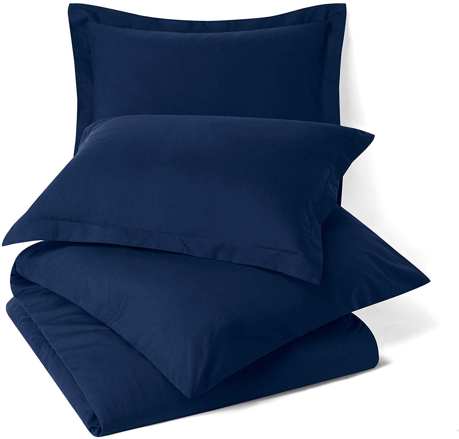Comfort Bed Store Comfort Store Bedding 2 Piece 400 GSM Comforted Set Collection Organic Cotton 1000 Thread Count Solid 1 Duvet Cover, 1 Comforter (Navy Blue Queen, Set of 2)