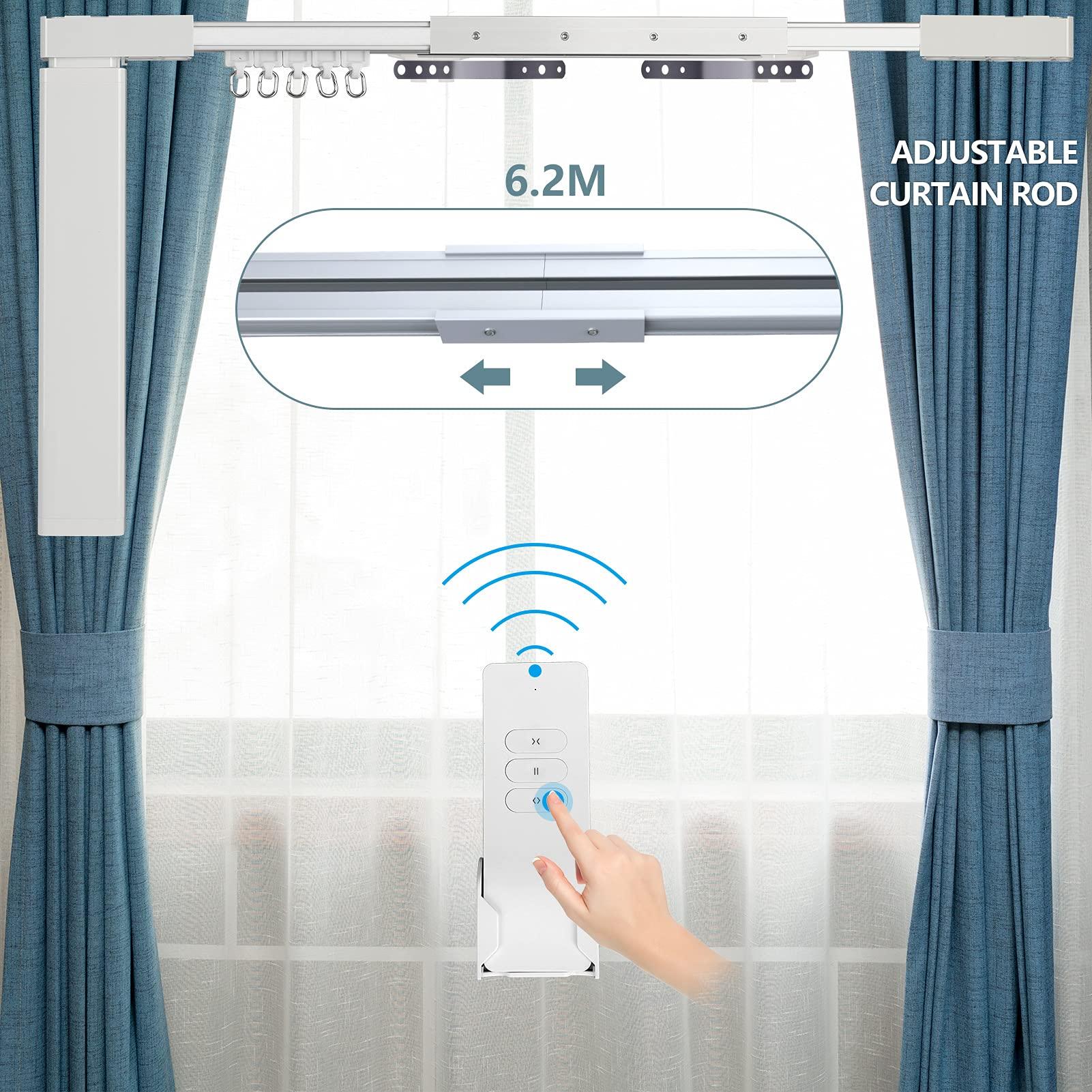 LAKAGA Electric Celling Curtain Tracks 87"-244" Smart Curtains Motorized Opener Curtains Rods with Remote Control (236'')