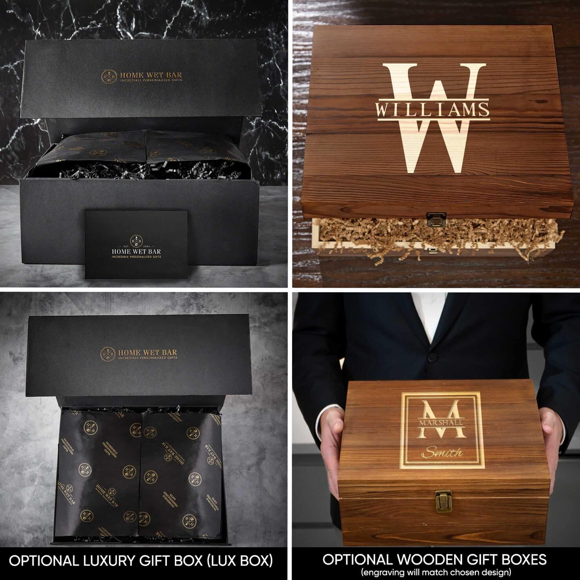 HomeWetBar American Heroes Personalized Argos Decanter Box Set with On the Rocks Glasses (Custom Product)