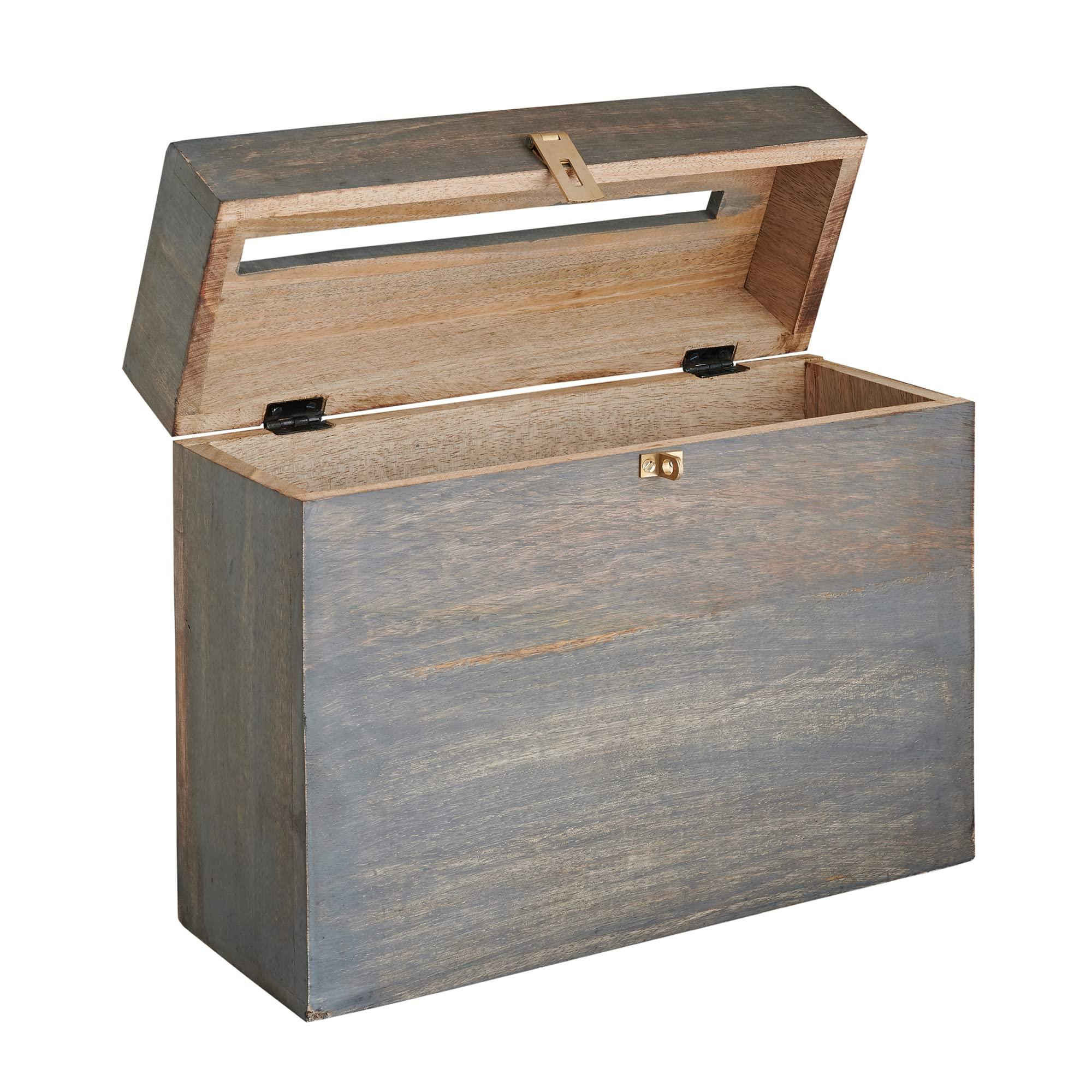 Eximious India Eximious India Wedding Card Box with Card Slit and Lock 12\"X10\"X4.5\"- Gift Wishing Well Card Box for Weddings, Receptions, Birthdays, Graduations, Baby Showers, Honeymoon Funds (Gray)