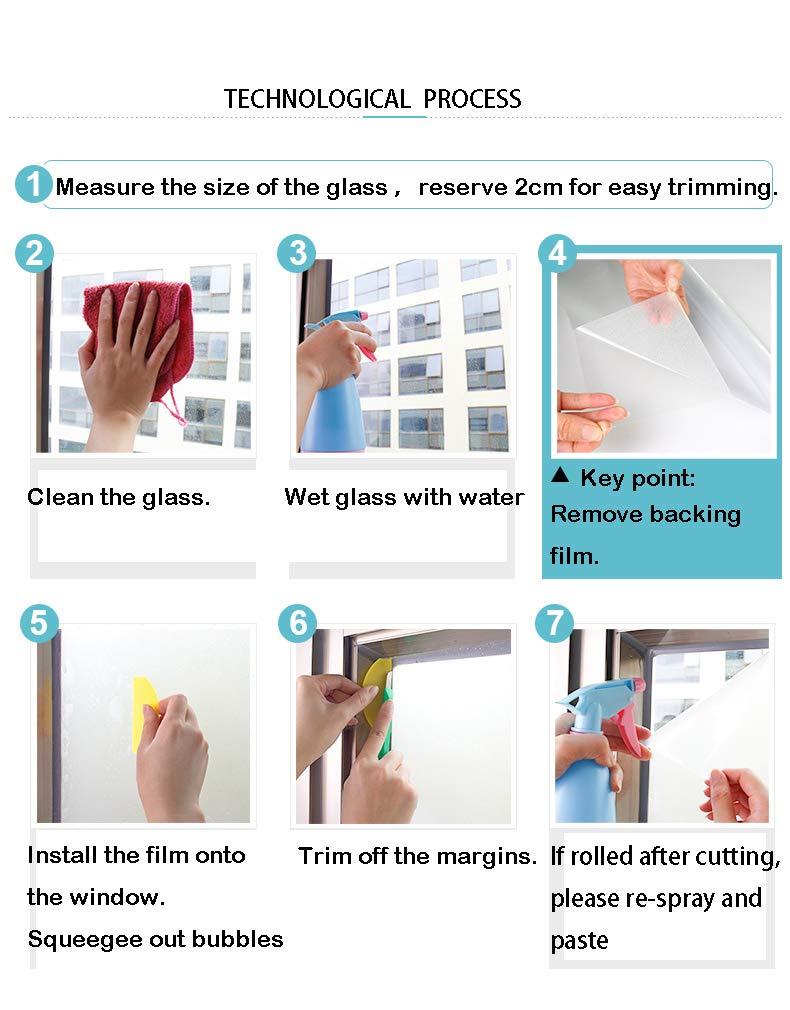 bandezid bandezid One Way Mirror Adhesive Window Film Privacy Window Mirrored Glass Film Self Adhensive Frosted Glass for Office Kitchen-Sea Stone Blue 1.5x3m