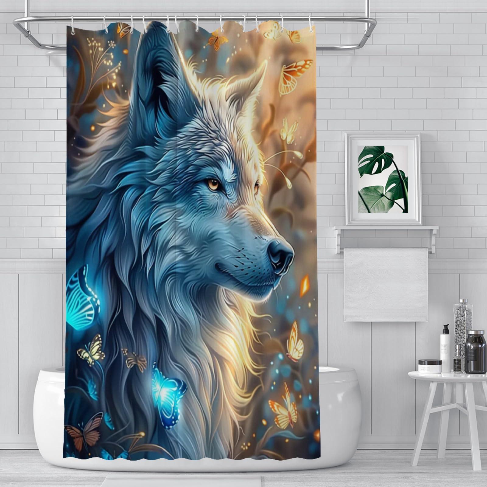 Snuqevc Snuqevc Fantasy Wolf Shower Curtain Bathroom Set for Kids Adult, Home Decor Waterproof Fabric Bath Decor 36 x 72 Inch