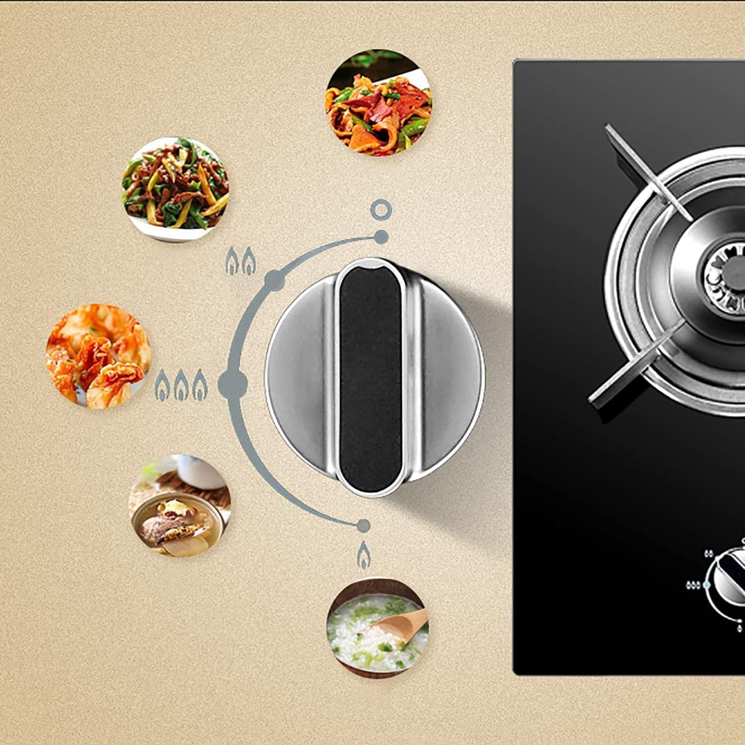 YUSIWOAL Burners Gas Hob gas hob 4.2KW Built-in Gas Stove |Upgraded Black Tempered Glass Gas Cooktop | Easy To Use |,Cast Iron Pan SupportNG/LPG Convertible [Energy Class A](Black)