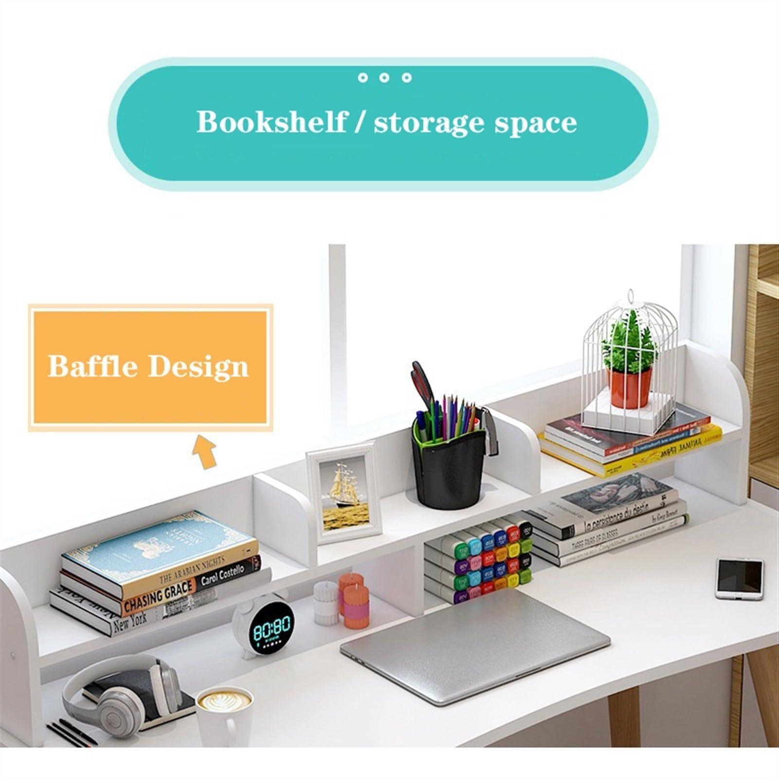 FEELIN FEELIN Computer Desk Standing Desk Simple Desk Desktop Computer Laptop Table with Storage Rack Home Bedroom Dormitory Student Writing Desk White Home Office Desk Gaming Desk