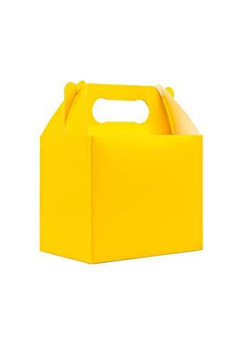 Shatchi Shatchi Cardboard Lunch Takeaway Birthday Wedding Meal Food Cake Boxes Childrens Party Bags, Yellow, Pack of 20