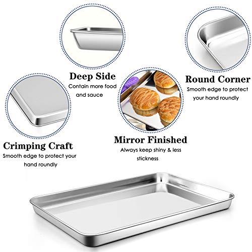 P&P CHEF Large Baking Sheet, P&P CHEF Stainless Steel Cookie Sheet Baking Pan Tray, Rectangle 16\'\'x12\'\'x1\'\', Healthy & Non Toxic, Mirror Finish & Dishwasher Safe