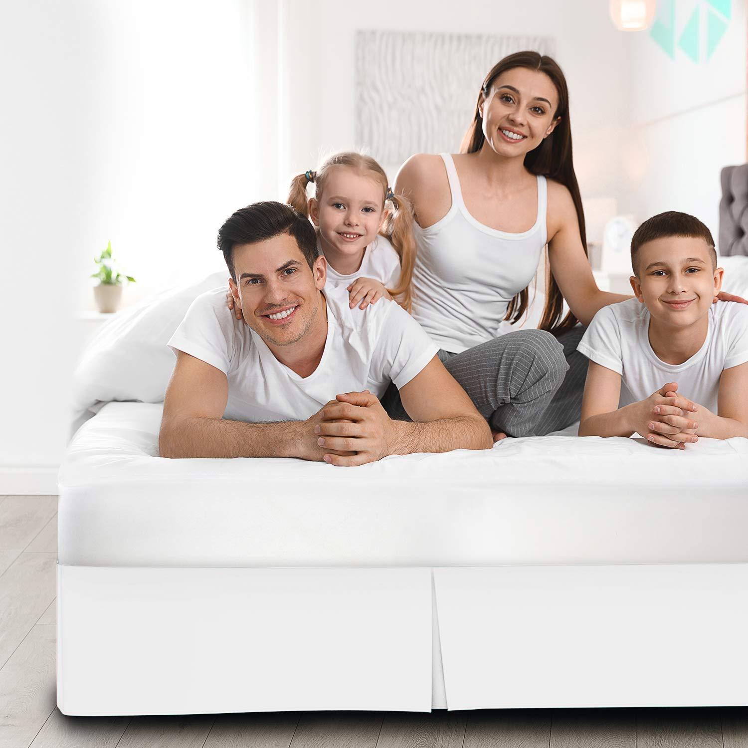 Yarns of Cotton Box Pleated Bedskirt - Split Corner Bedskirt Olympic Queen Size - Dust Ruffle Bedskirts - 100% Egyptian Cotton 1200 TC Bed Skirt - 24 Inch Drop Olympic Queen Box Pleated Bed Skirt, Baby Pink