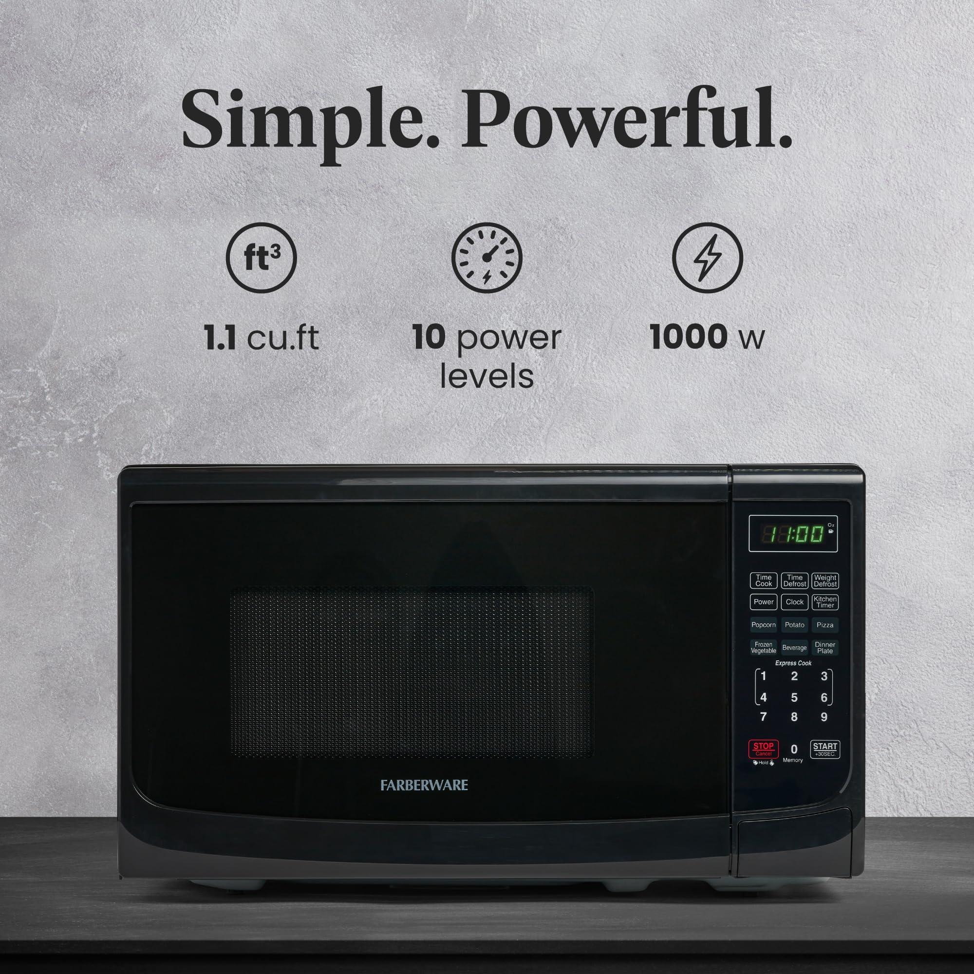 Farberware Farberware Countertop Microwave 700 Watts, 0.7 Cu. Ft. - Microwave Oven With LED Lighting and Child Lock - Perfect for Apartments and Dorms - Easy Clean Grey Interior, Retro Black