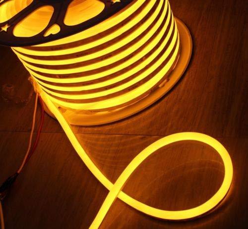Unknown Yellow Flexible LED Neon Rope Light Lighting Strip Tube Indoor Outdoor Holiday Party Room Decor Or Commercial Use Lighting 110V(330ft(100 Meters))