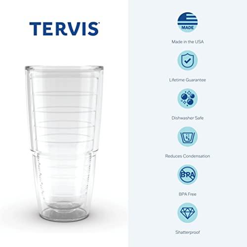 Tervis Tervis Clear & Colorful Tabletop Made in USA Double Walled Insulated Tumbler Travel Cup Keeps Drinks Cold & Hot, 24oz, Clear
