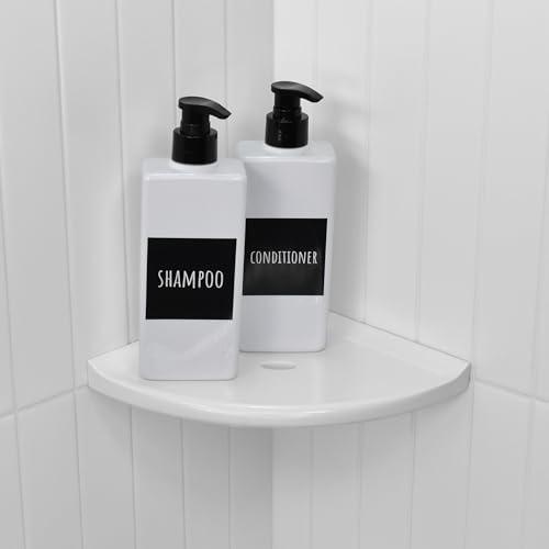 Questech Questech Decor Corner Shower Shelf, 8 Inch Lugged for New Construction, Shower Corner Shelf for Tiled Walls, Metro Lugged Shower Caddy Bathroom Organizer, White Polished