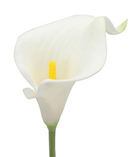 Duovlo Duovlo 20pcs Calla Lily Bridal Wedding Bouquet Lataex Real Touch Artificial Flower Home Party Decor (White)