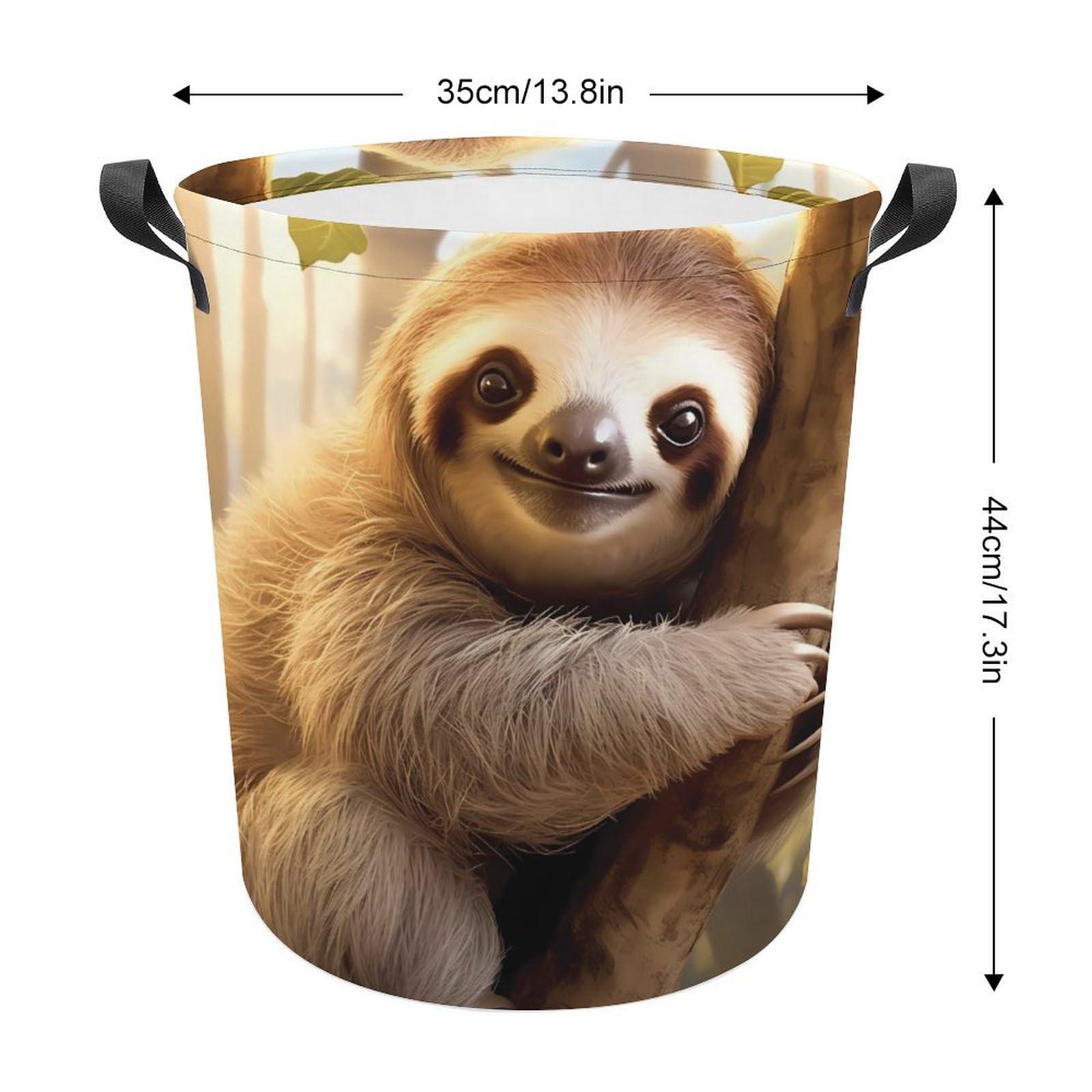 Nudquio Sloth Animal Laundry Basket Collapsible Laundry Hamper Dirty Clothes Storage Bag for Bathroom College Dorm One Size