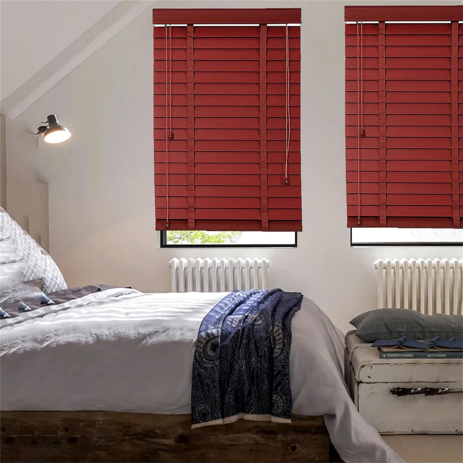 LCBDYLR Venetian Blinds Wooden,Faux Wooden Blinds,Venetian Blinds for Windows,Solid Wood Blinds, Blackout/Heat Insulation Solid Wood Venetian Shades, Privacy Curtain Shutters, Easy to Install Blinds