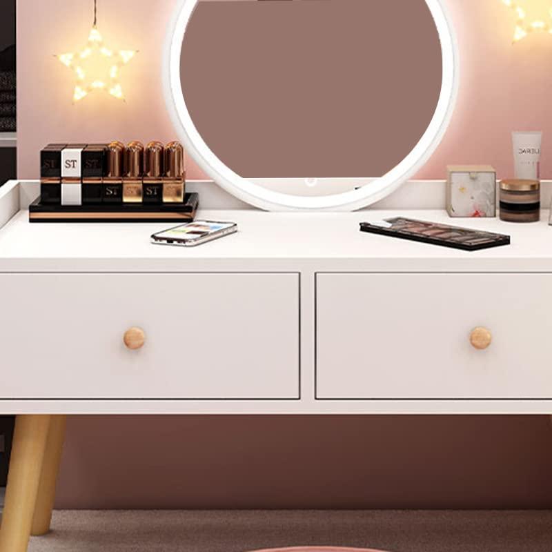LITFAD LITFAD Modern Makeup Vanity Standing Vanity Set with Drawer Bedroom Wood Dressing Table - Makeup Vanity & Mirror with LED Light White 24" L x 16" W x 24" H