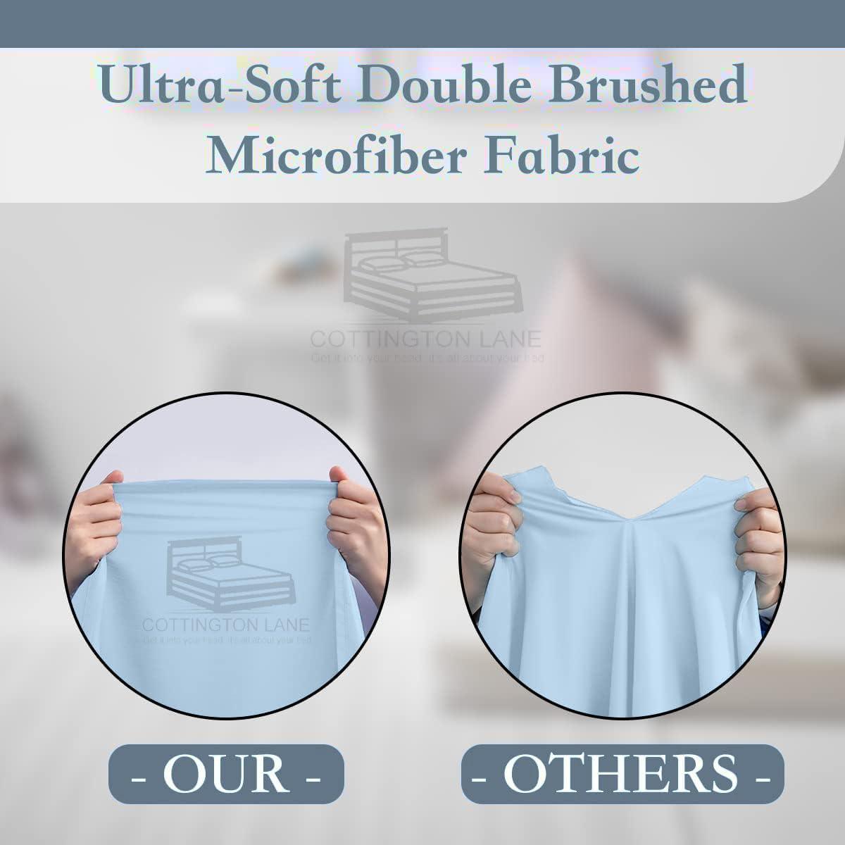 Cottington Lane Split King Sheet Set For Adjustable Bed-Hotel Luxury 1800 Bedding Sheets & Pillowcases-5 Piece Split Sheet Set-Split King Sheets-Twin Xl Split King Sheet Sets-Easy Care-5 Piece(Split King, Light Blue)