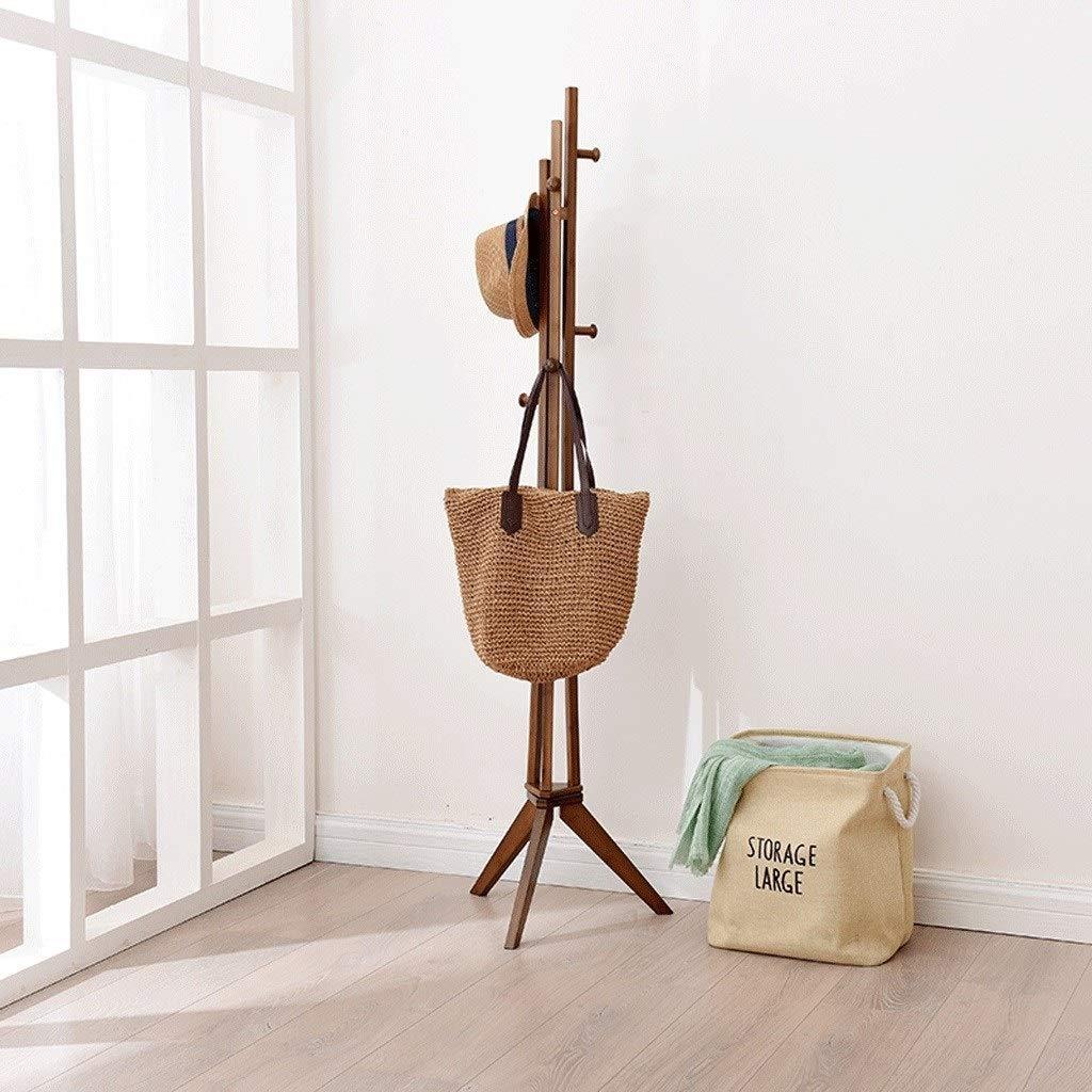 WQQ1196FFFFWAAAAA Coat Stand Bamboo Coat Rack Entrance Hall Simple Hanger Triangle Base Support and Rotatable Base for Storage Clothes Backpack Scarf Handbag (Brown) Free Standing Coat Stand