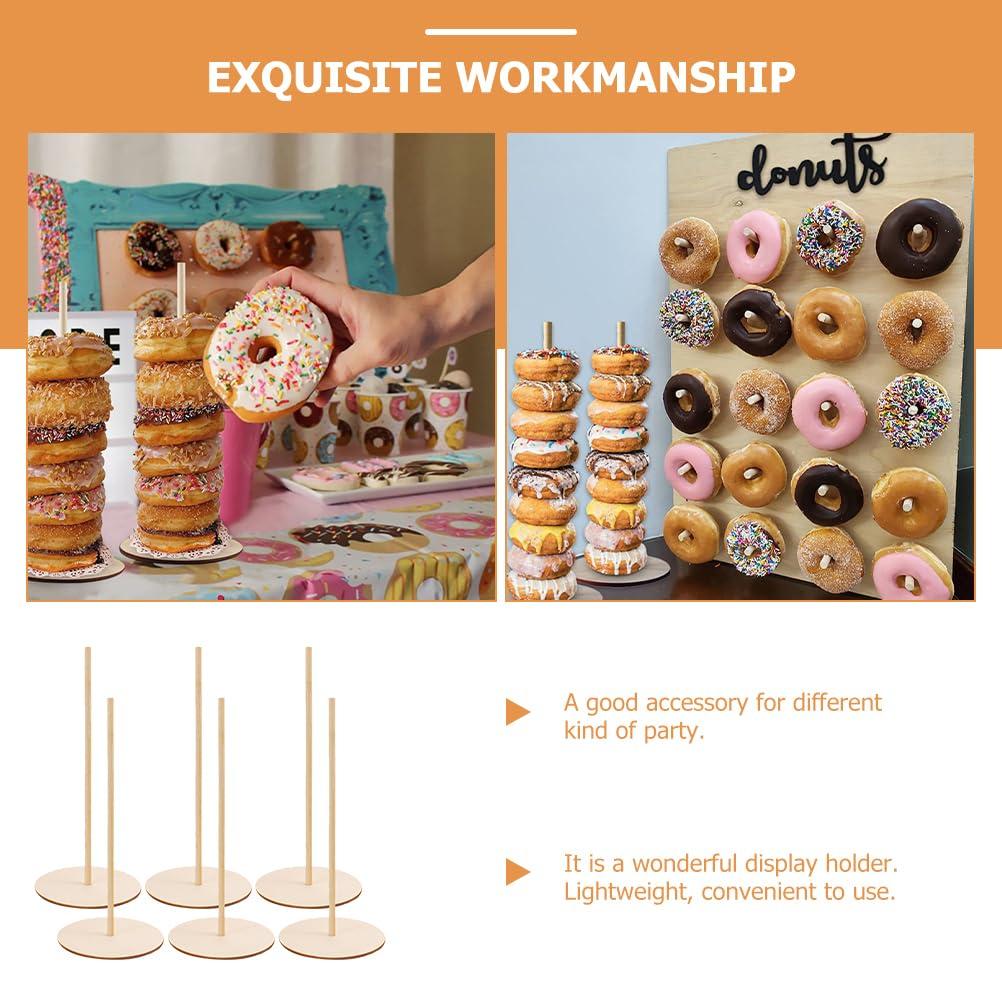 Abaodam Abaodam 8 Pcs Donut Tower Bagel Holder Stand Onion Ring Holder Treat Stands Donut Stand for Party Wood Donuts Bar Dessert Table Stands Donuts Treat Stand Donut Bar Wooden Decorations Baby