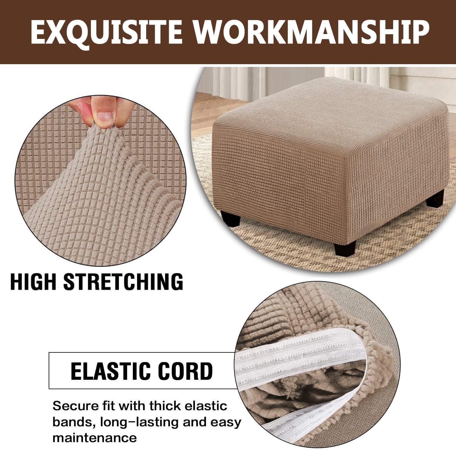 ZEaink Stretch Ottoman Cover Square 38x38 /36 X 36 Ottoman Slipcovers Furniture Protector Folding Storage Stool Furniture Protector Soft Slipcover Ottoman Cover Large Small With Elastic Bottom ( Color : #11